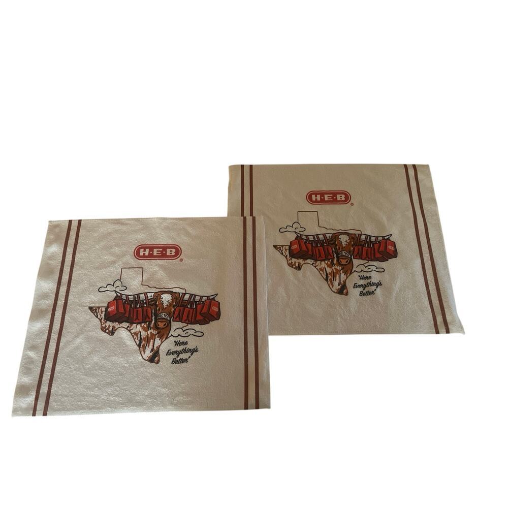 New 2 Rally Towels With HEB & Texas Longhorn  Mascot Bevo  Logo